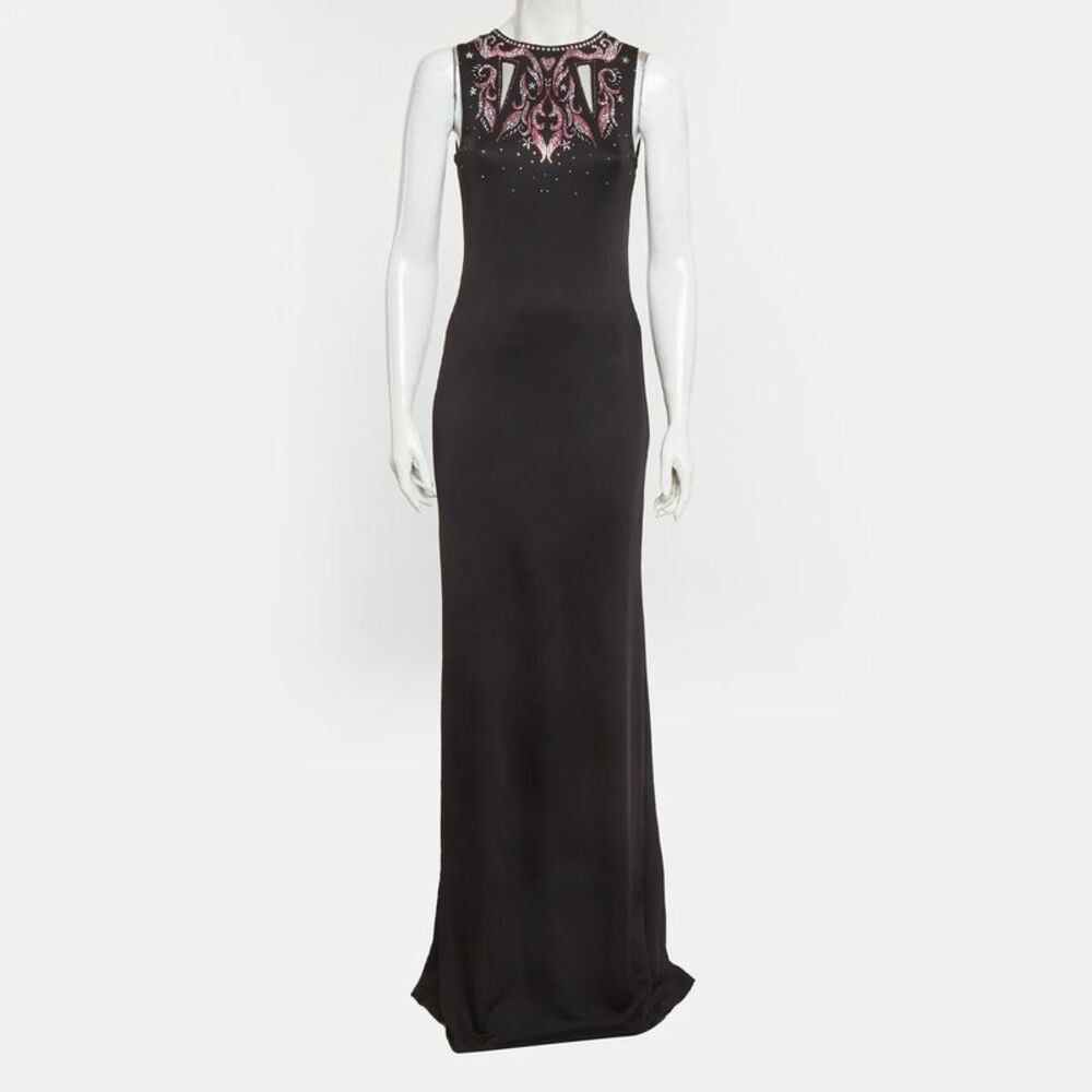 Just Cavalli Black Embellished Jersey Sleeveless Maxi Dress M - Picture 2 of 7